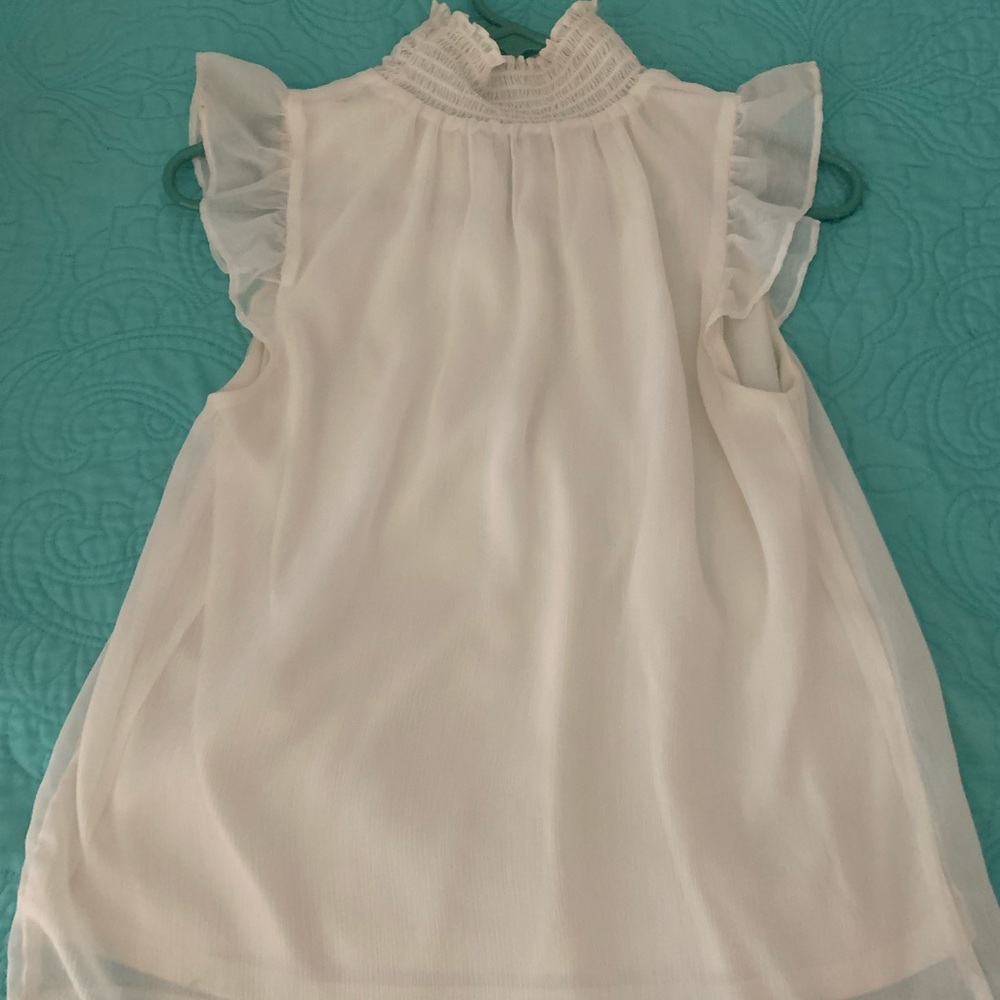 White dress top from Banana Republic.